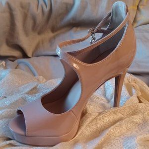 NEW Thalia Sodi Chelsie Nude Platform Patent High Heel Sandals 7.5W